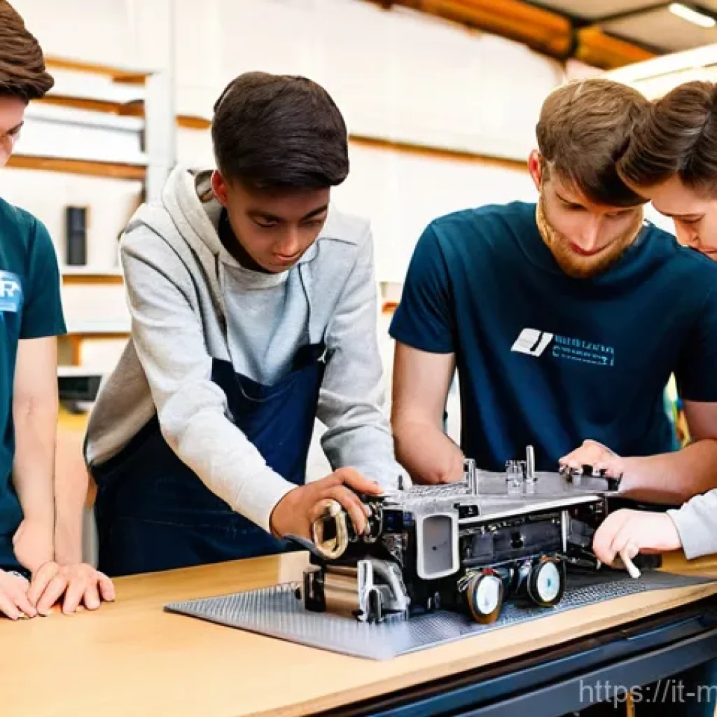기계설계기사 실기에서 자주 나오는 실수 - **Prompt 1: Collaborative Engineering Students**
"A diverse group of five young mechanical engin...