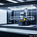 Home 20 기계설계기사와 설계 품질 보증 방법 - A high-tech mechanical engineering laboratory scene showcasing a sleek 3D printer fabricating a comp...