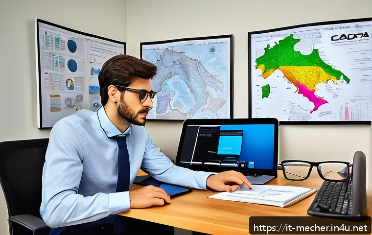 기계설계 자격증 취득 가이드 - A professional Italian mechanical engineer studying at a modern desk filled with CAD design books, a...